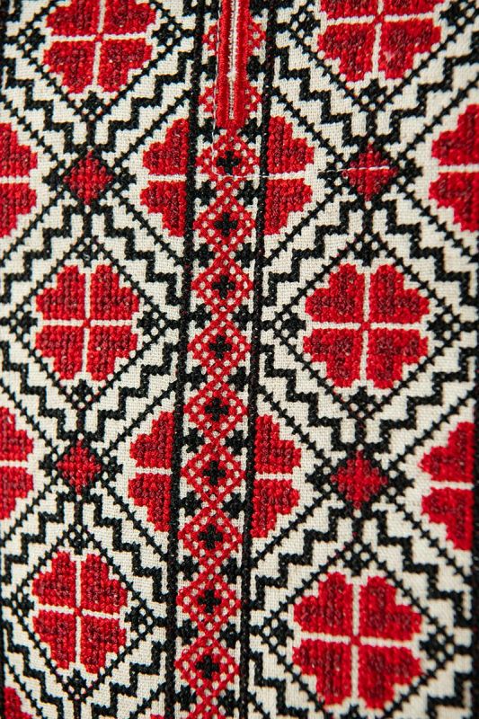 Вишиванка для хлопчика лляна Українські традиції з червоно-чорним орнаментом 73601234 льон 128см натуральний колір