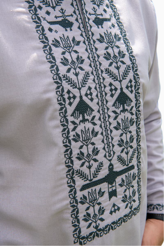 Вишиванка чоловіча лляна Захисник 72101234 льон  (3XL)120 сіра