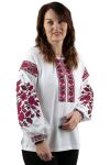 Вишиванка жіноча лляна Червоні Троянди 654020411 льон (2XL)112-116 біла