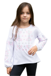 Вишиванка для дівчинки Ніжна дитяча блузка бавовняна 070411 фулікра 110см біла з рожевим орнаментом
