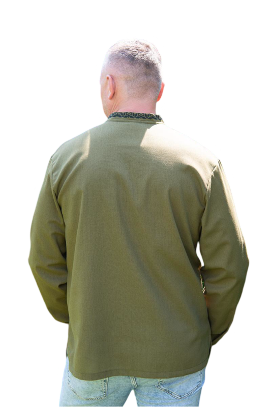 Вишиванка чоловіча лляна Захисник 52101234 льон  (3XL)120 хакі