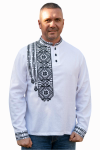 Лляна чоловіча сорочка з вишивкою 901234 льон (3XL)120 біла