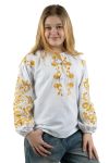 Вишиванка для дівчинки Здійснення мрій лляна блузка з жовтою вишивкою 615050411 льон 140см біла