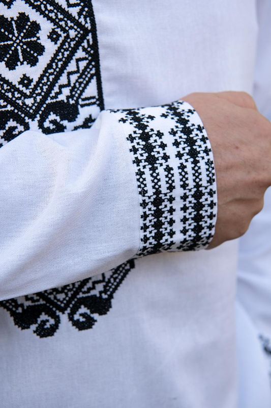 Лляна чоловіча сорочка з вишивкою 901234 льон (XL)104-108 біла