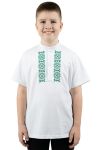 Дитяча вишиванка для хлопчика з коротким рукавом трикотажна сорочка 08234 фулікра 128см біла з орнаментом