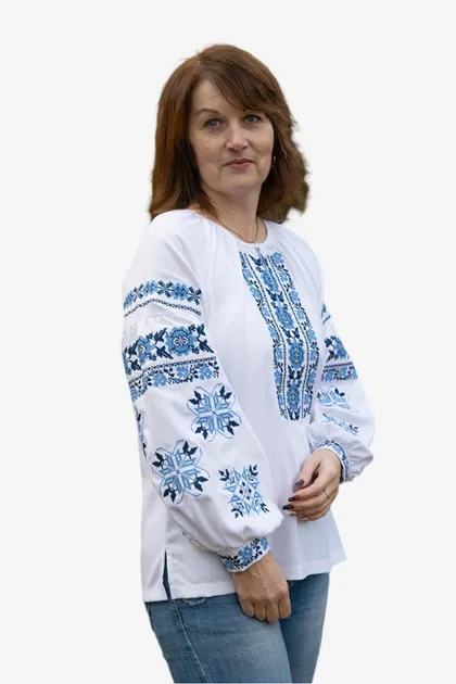 Вишиванки парні лляні жіноча і чоловіча Орнамент 7658020411 льон (XL)104-108 білі