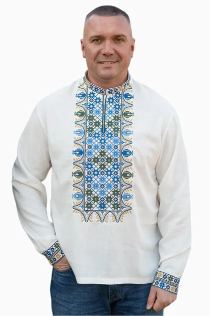 Парні вишиванки жіноча і чоловіча Святкові 1658020411 льон (2XL)112-116 молочні