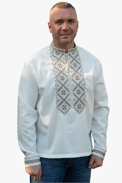 Парні вишиванки жіноча і чоловіча Стильні 4658020411 льон (2XL)112-116 молочні