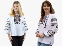 Вишиванки сімейні для мами і доньки Квіти парні 48020411 льон жіноча (М)88-92 для дівчинки 122см білі