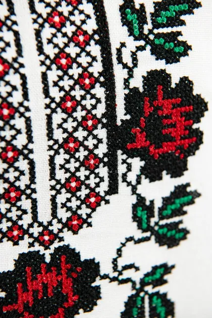Вишиванки сімейні для мами і доньки Квіти парні 48020411 льон жіноча (М)88-92 для дівчинки 146см білі