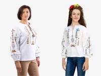 Сімейні вишиванки мама і донька Ромашки парні 268020411 льон жіноча (М)92 для дівчинки 140см молочні