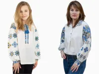 Вишиванки мама і донька Святкові парні сімейні 88020411 льон жіноча (М)88-92 для дівчинки 116см молочні
