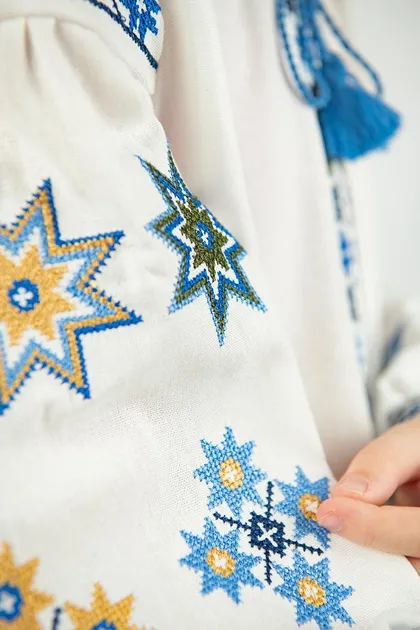 Вишиванки мама і донька Святкові парні сімейні 88020411 льон жіноча (М)88-92 для дівчинки 146см молочні