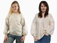 Сімейні вишиванки мама і донька Ніжність парні 1368020411 льон жіноча (М)88-92 для дівчинки 164см світло-бежеві