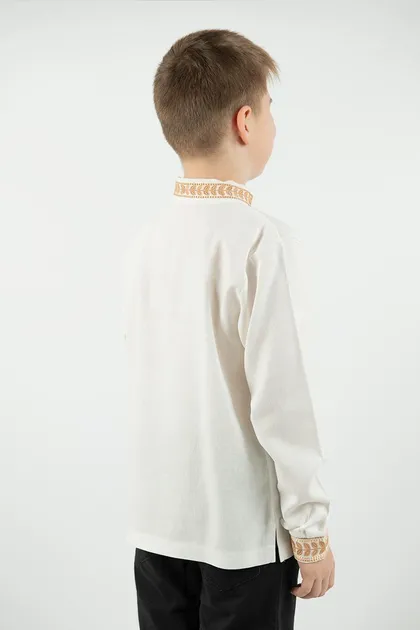 Парні вишиванки братик і сестричка лляні Золота пшеничка 35050411 льон 146см для хлопчика і для дівчинки молочні
