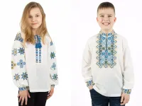 Сімейні вишиванки братик і сестричка Святкові лляні парні 55050411 льон 158см для хлопчика і для дівчинки молочні
