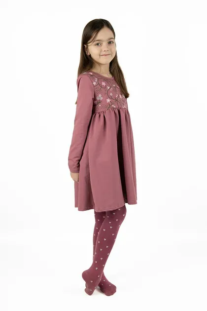 Дитяча сукня-вишиванка для дівчинки Ніжні квіти 43501343 двонитка 116 см попелясто-рожева