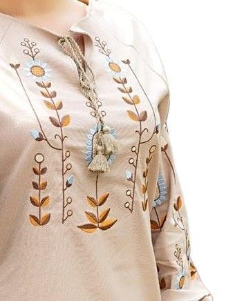 Жіноча лляна вишиванка Ромашки 29020411 льон  (S)84 бежева