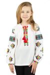 Підліткова вишиванка для дівчинки лляна Букети квітів і голуби 020411 льон 164см біла