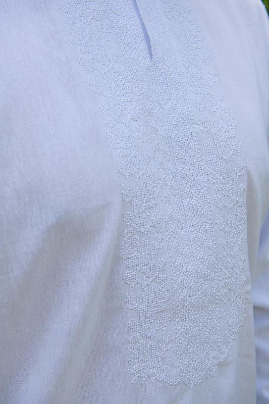 Лляна чоловіча вишиванка Класична біла 12801234 льон  (3XL)120 чисто біла
