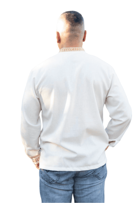 Вишиванка чоловіча Колоски пшениці 101234 льон (2XL)112-116 молочна