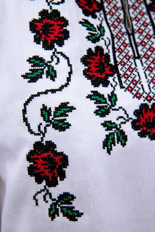 Вишиванка жіноча лляна Квіти 54020411 льон  (S)80-84 біла