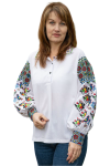 Вишиванка-блузка жіноча Орнамент з голубами 258020411 льон (XL)104-108 біла