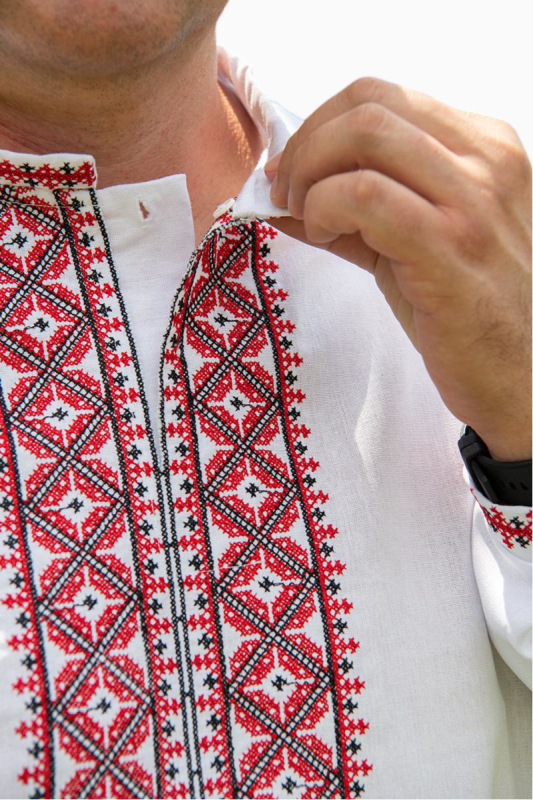 Вишиванка чоловіча лляна Козацька 8101234 лен (M)88-92 біла