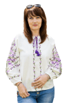 Вишиванка жіноча лляна з ніжними квітами 7020411 льон  (XL)108 молочна