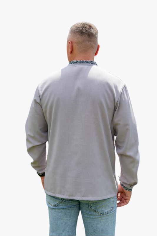 Вишиванка чоловіча лляна Захисник 72101234 льон  (3XL)120 сіра