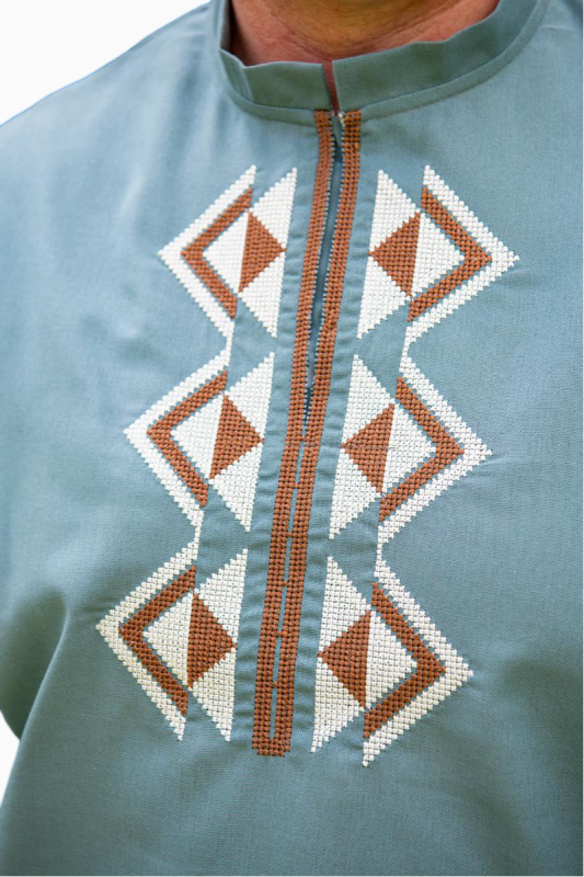 Чоловіча вишиванка Благополуччя 3201234 льон (3XL)120 сіро-зелена