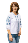 Лляна вишиванка-блузка жіноча Жар птиця 1958020411 льон стрейч (XL)104-108 біла