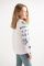 Вишиванка для дівчинки Весняночка дитяча лляна сорочка з узором 050411 льон 122см біла з синім орнаментом